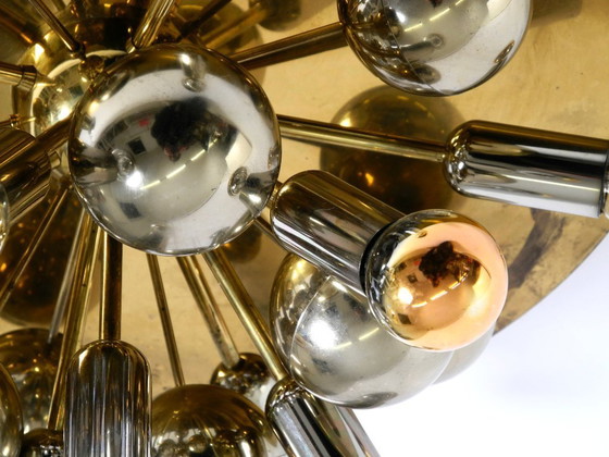 Image 1 of Original 1970s large Cosack Sputnik Space Age ceiling lamp in brass color