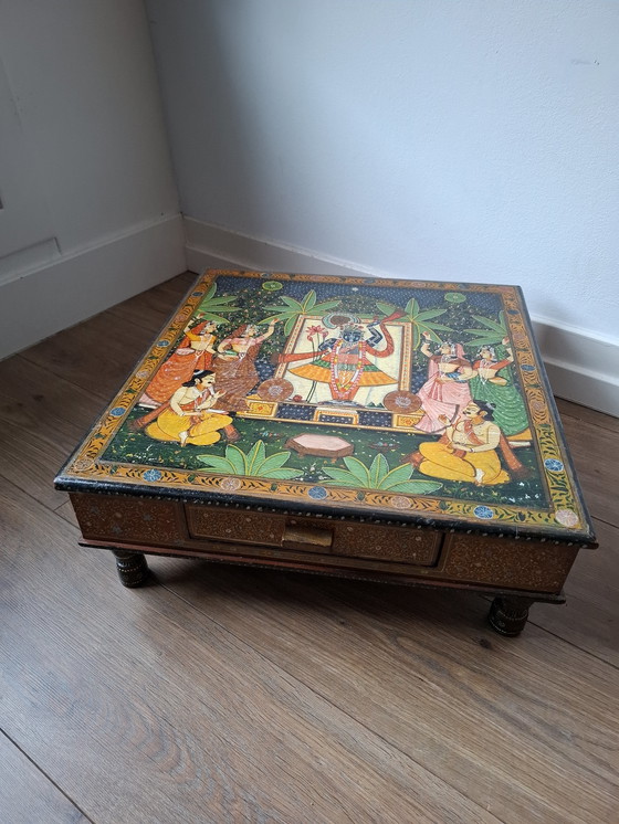 Image 1 of Table d'appoint indienne, vintage, peinte à la main !!!
