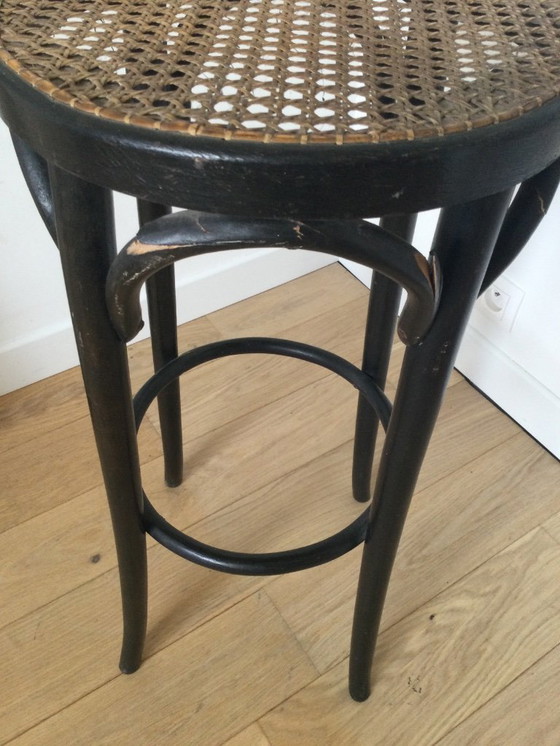 Image 1 of Antique Thonet-style high stool – caned seat