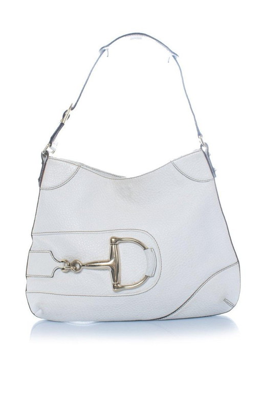 Borsa a tracolla Gucci Hasler con morsetto, colore bianco
