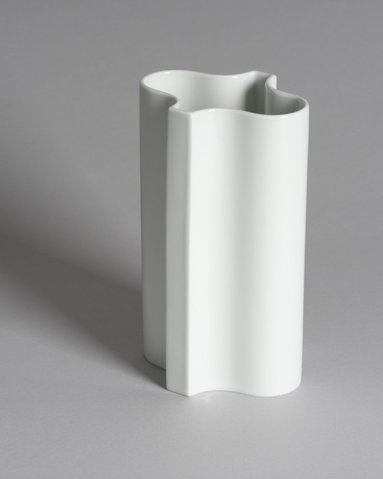 Image 1 of Rosenthal Glossy & Matte Porcelain Vase Duo Tapio Wirkkala Vintage Mid-Century