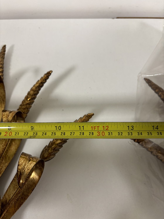 Image 1 of Juego de 2 lámparas de pared «Wheat Ear» del grupo italiano Lotti, de stock antiguo.