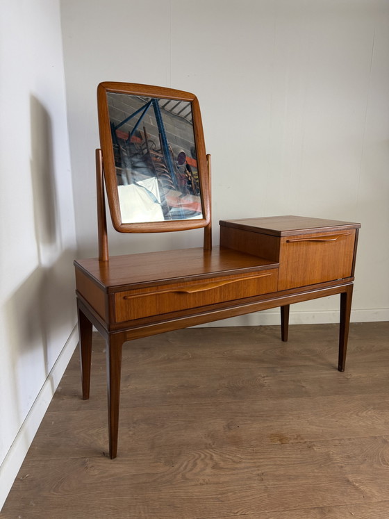 Image 1 of Skandinavischer Teakholz-Schminktisch mit verstellbarem Spiegel – 1960er Jahre