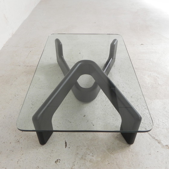 Image 1 of Table basse vintage avec base en bois noir organique, 1970