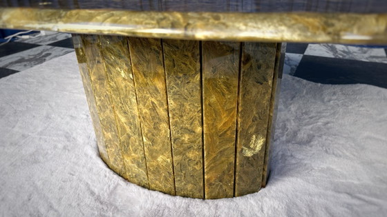 Image 1 of Vintage Coffee Table Alabaster Marble 80s Italy Onyx Table Couch jean charles