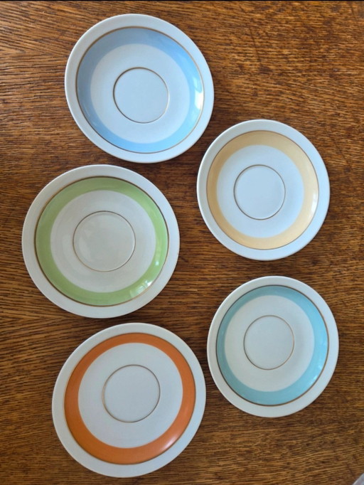 Mid-Century, Pastel, Danish Design Royal Copenhagen Saucers 4 +1