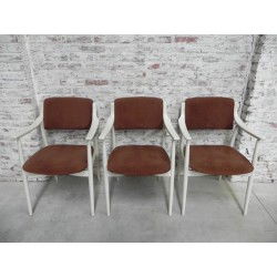 3x vintage stoelen met ribfluwelen bekleding