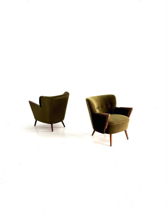 Ensemble de 2 fauteuils cocktail vintage années 60 – Wood, Textile (photo 12 of 12)