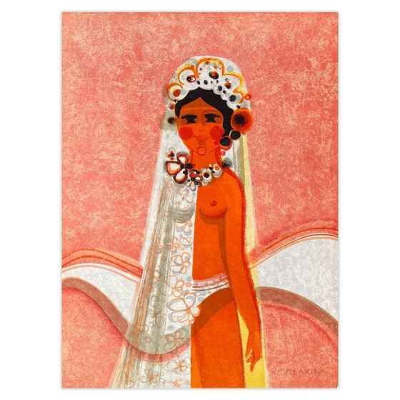 Image 1 of Frédéric MENGUY Die Engel - Die Braut I Signierte Lithografie 1975