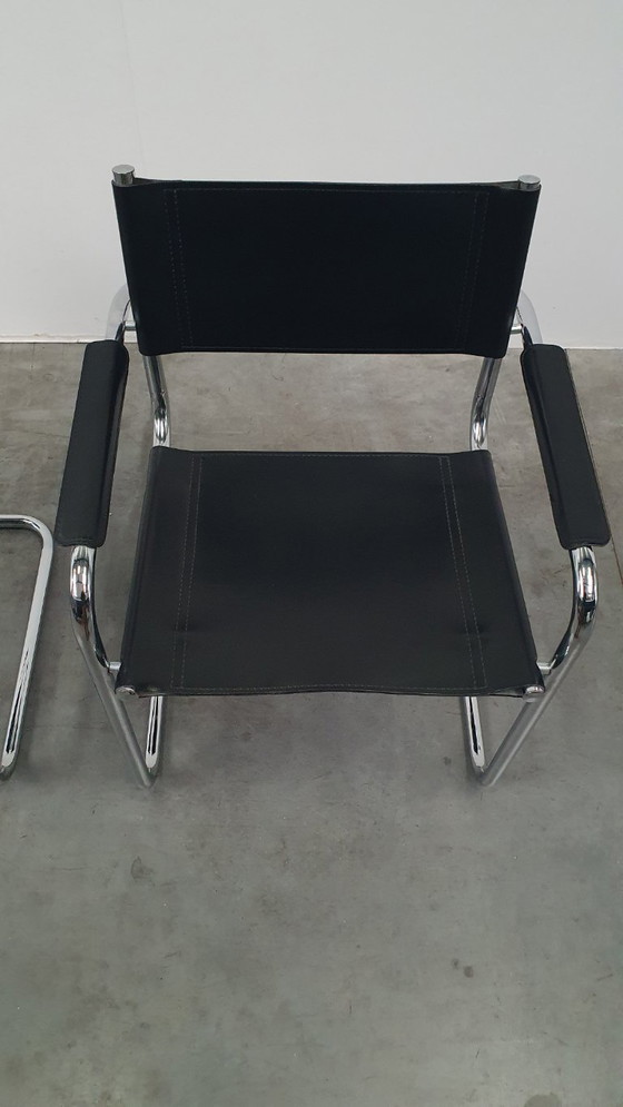 Image 1 of Mart Stam S34 vintage stoelen Fasem Italië 1970s tuigleer bauhaus
