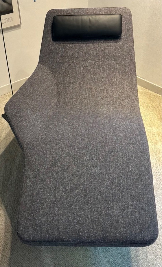 B&B Italia Landscape Chaise longue, grey textile and black leather, Modern (photo 5 of 6)