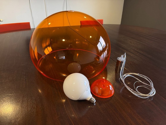 Image 1 of Juego de 7 lámparas colgantes Kartell FL/Y – naranja transparente – clásicos del diseño en perfecto estado