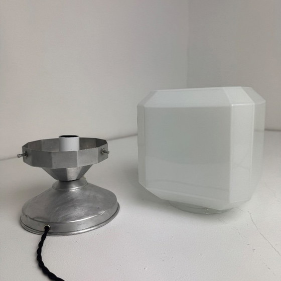Antique Small Table Lamp, Vintage Art Deco – Glass (photo 10 of 14)