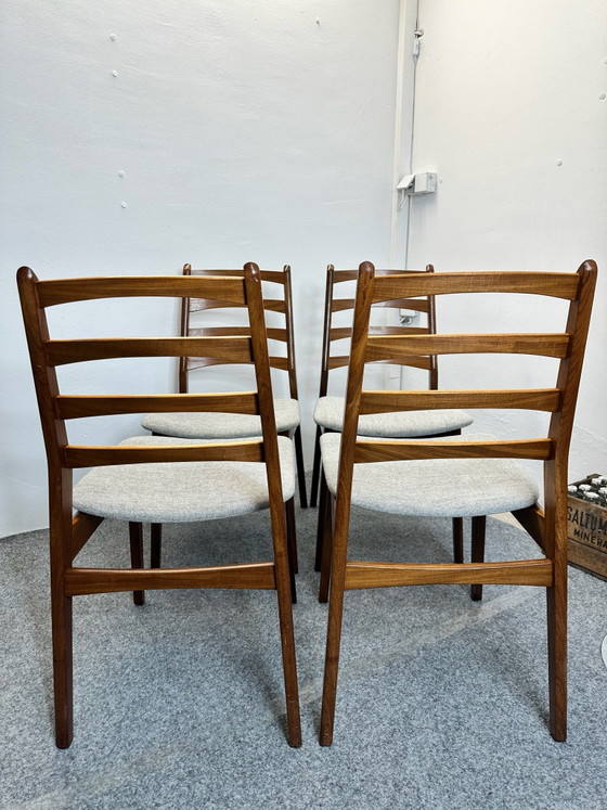 4 Chaises de salle à manger en teck Mid Century Vintage, Bois, Marron (photo 8 sur 14)