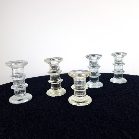 5x Vintage Pukeberg Kandelaar IJsglas Staffan Gellerstedt – Kandelaars en kaarsen (photo 3 of 8)