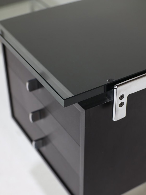 Image 1 of Preben Fabricius and Jørgen Kastholm desk black chrome glass 1960s