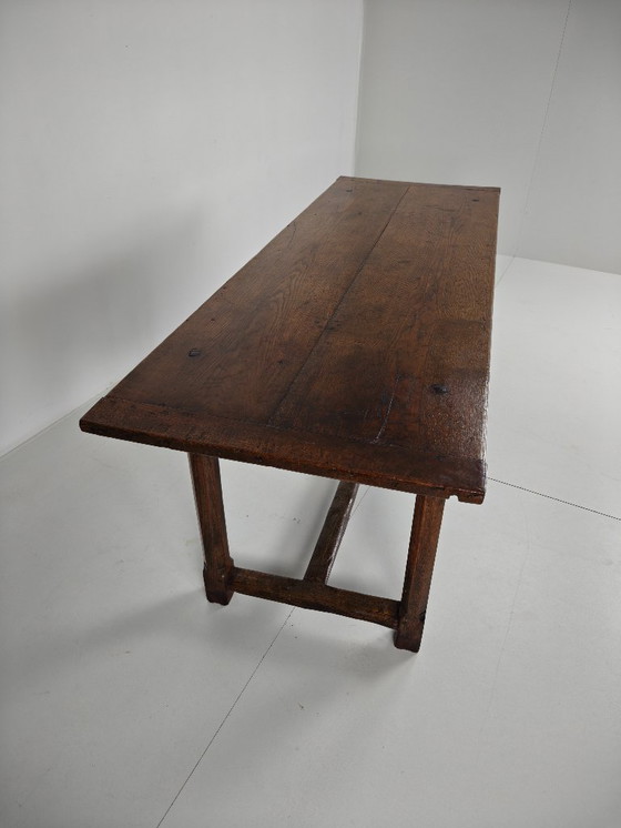 Image 1 of French 18th century dining table – Solid oak, drawers