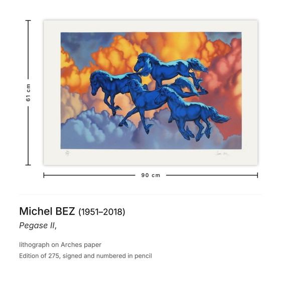 Michel BEZ Signed Lithograph Pegase II – Lithographs & prints, Paper (photo 3 of 5)