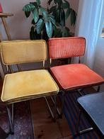 6 Dining Chairs Ribbed Fabric Bauhaus - Gray, Ochre Yellow & Orange