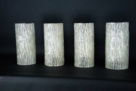 Image 1 of 60s Toni Zuccheri Venini Murano glazen wandlampen, horizontaal of verticaal. Set van 4
