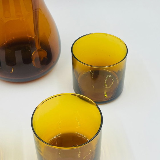 Vintage Sangria Set in Amber Glass and Wood – Glass & Decanter (photo 5 of 13)
