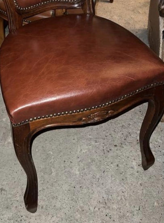 Image 1 of 4 Chesterfield Baroque leather dining chairs