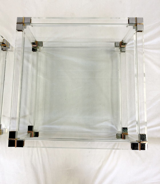 Image 1 of Table d'appoint en plexiglas et laiton 1980