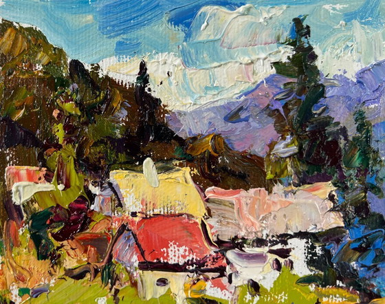 Image 1 of Original Oil Painting Summer Coastal Landscape Silence in the mountains