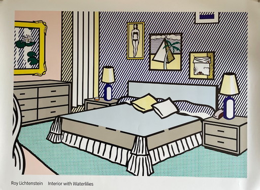Roy Lichtenstein (1923-1997), Interior with Waterlilies, 1991, copyright Estate of Roy Lichtenstein/DACS 2000,Printed in Britain