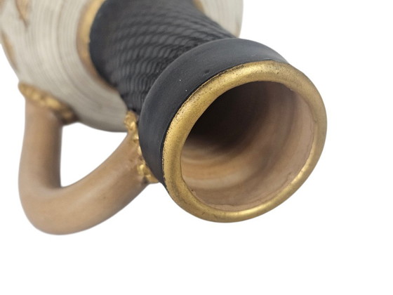 Image 1 of Fratelli Fanciullacci | Sgraffito | ear vase | gilded leaves | 1970s