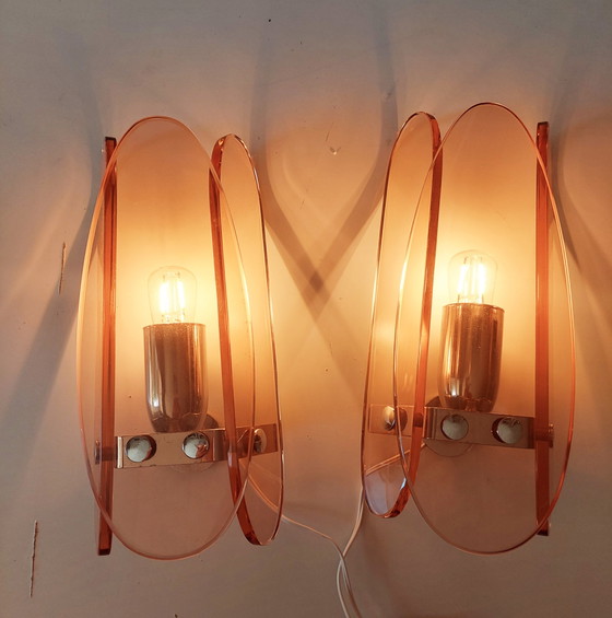 Image 1 of Set van twee Veca Murano wandlampen uit de jaren 70