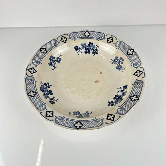 Image 1 of Low Terre de Fer KG Lunéville salad bowl, "Jane" model, blue, 1890-1915