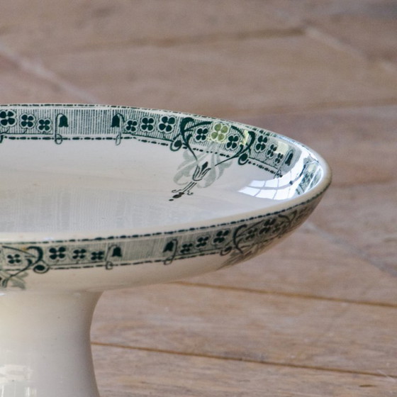 Image 1 of Antique 19th-century ironstone fruit bowl signed Sarreguemines, "Verdun" collection