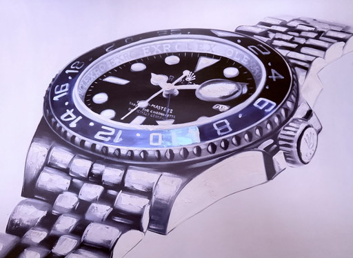 Rolex : "Gmt Master Ii Batman". Signé et numéroté.