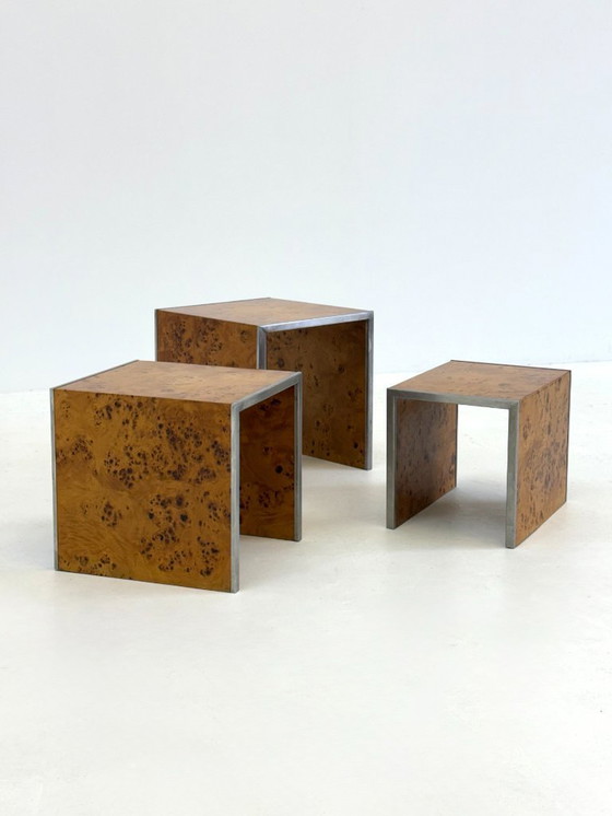 Image 1 of Set of three Tommaso Barbi mid-century modern root wood side tables