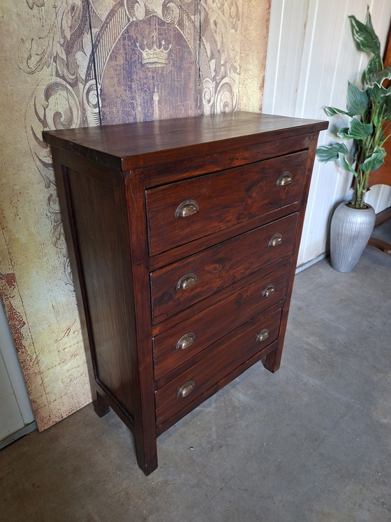 Image 1 of Cassettiera in teak, mobile da farmacia, schedario, dimensioni: 78x36 cm e 105 cm di altezza.