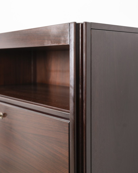 Image 1 of Vintage 1960S Wooden Highboard Sideboard Designed By Mangiarotti For Molteni