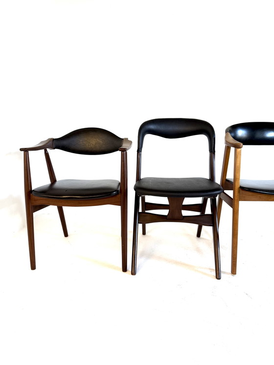 Image 1 of Ensemble de 6 chaises de salle à manger danoises vintage Mix & Match des années 60