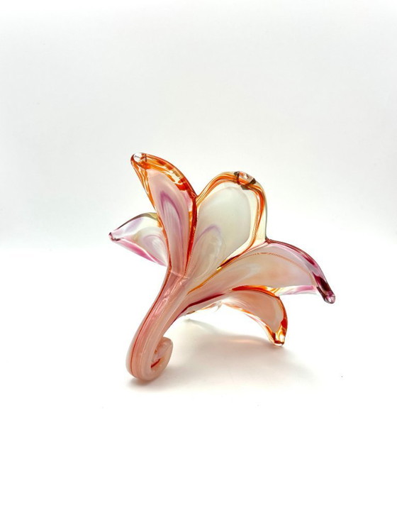 Image 1 of Paar handgefertigte Glasblumen aus Italien, nach venezianischer Murano-Tradition, Maße 15 x 15 x 9 cm