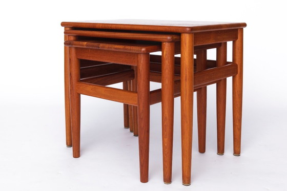 Image 1 of Set of 3 Teak Nesting Tables – 1970s Danish Mid-Century Modern Design, Vintage Side Tables, Scandinavian Teak Furniture
