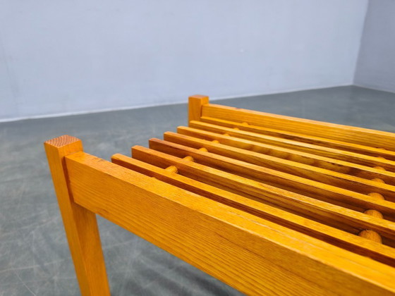 Image 1 of Set van 3 esdoornhouten plantenstandaards uit het midden van de 20e eeuw, Tsjechoslowakije, jaren 70.