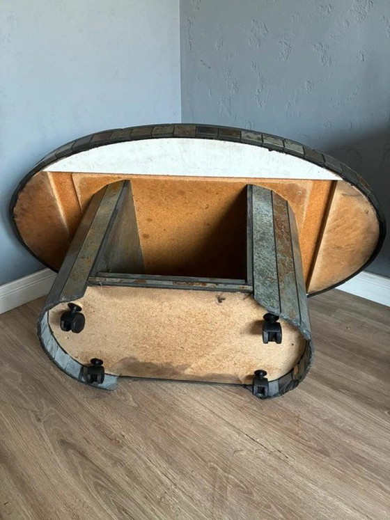 Brutalistische Salontafel, Stenen Tegel Roltafel Jaren 70, Steen, Grijs, 1970 (foto 7 van 7)