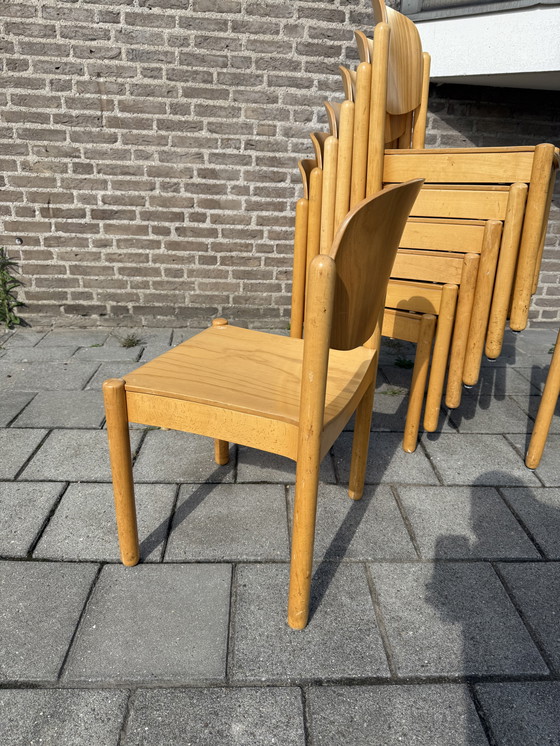 Image 1 of Partij van 30x vintage plywood stapelstoel ‘70