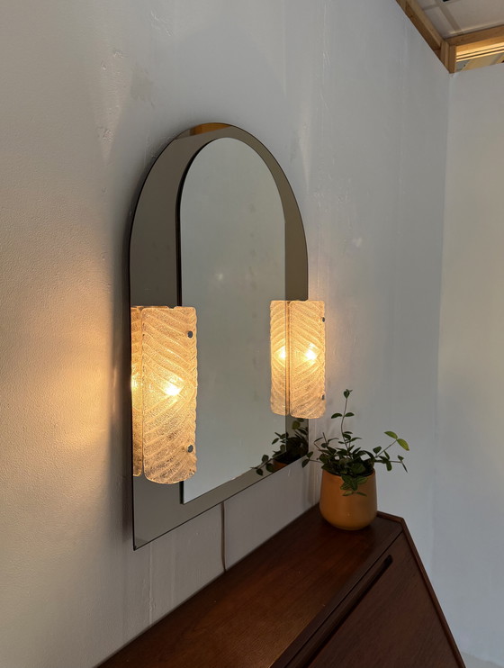 Image 1 of Vintage 2-tone mirror and Murano glass, Hillebrand '80