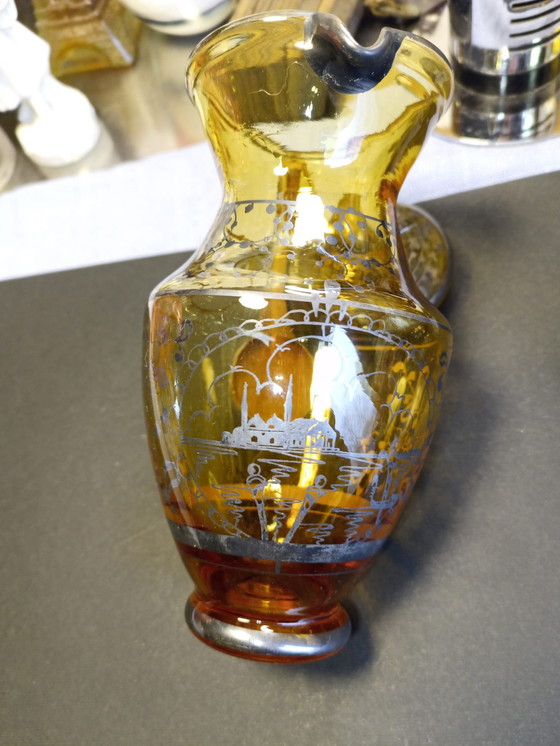 Image 1 of Service de table en verre ambré de Murano.