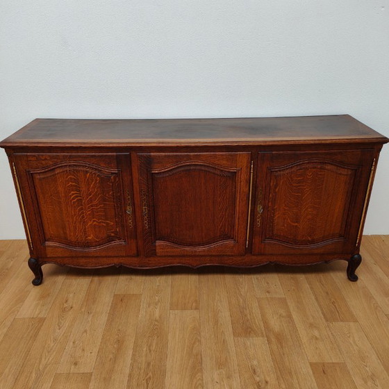 Vintage rustic wooden sideboard, wall cabinet, buffet. (photo 2 of 17)