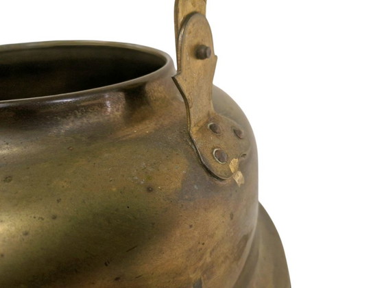 Image 1 of Vintage brass tea kettle with porcelain handle – country style