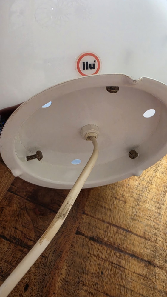 Image 1 of Lampada da tavolo di design 'Spiral Egg' – Vetro opalino – Vintage ILU
