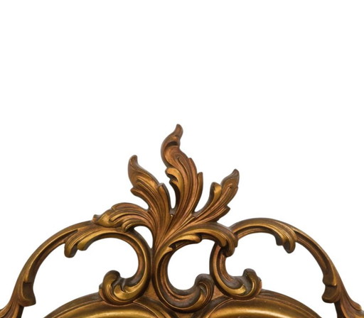 Vintage French Country Syroco Gold Wall Mantel Mirror with Scrolls and Flourishes