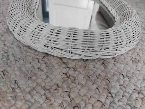 White Brocante Mirror Oval